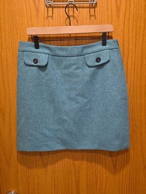 Boden Teal Mini Skirt with Button-Flap Pockets